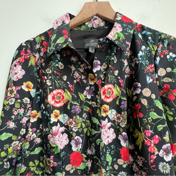 Adrianna Papell Button Collared Dress size 6 floral Bloom wedding Ruffle Money - Picture 6 of 12